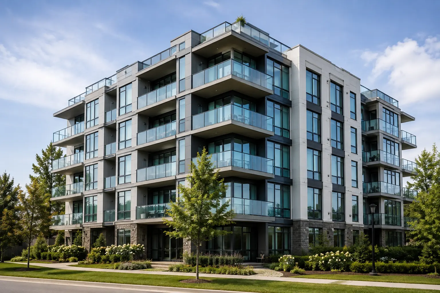Condominium building representing a condo home inspection